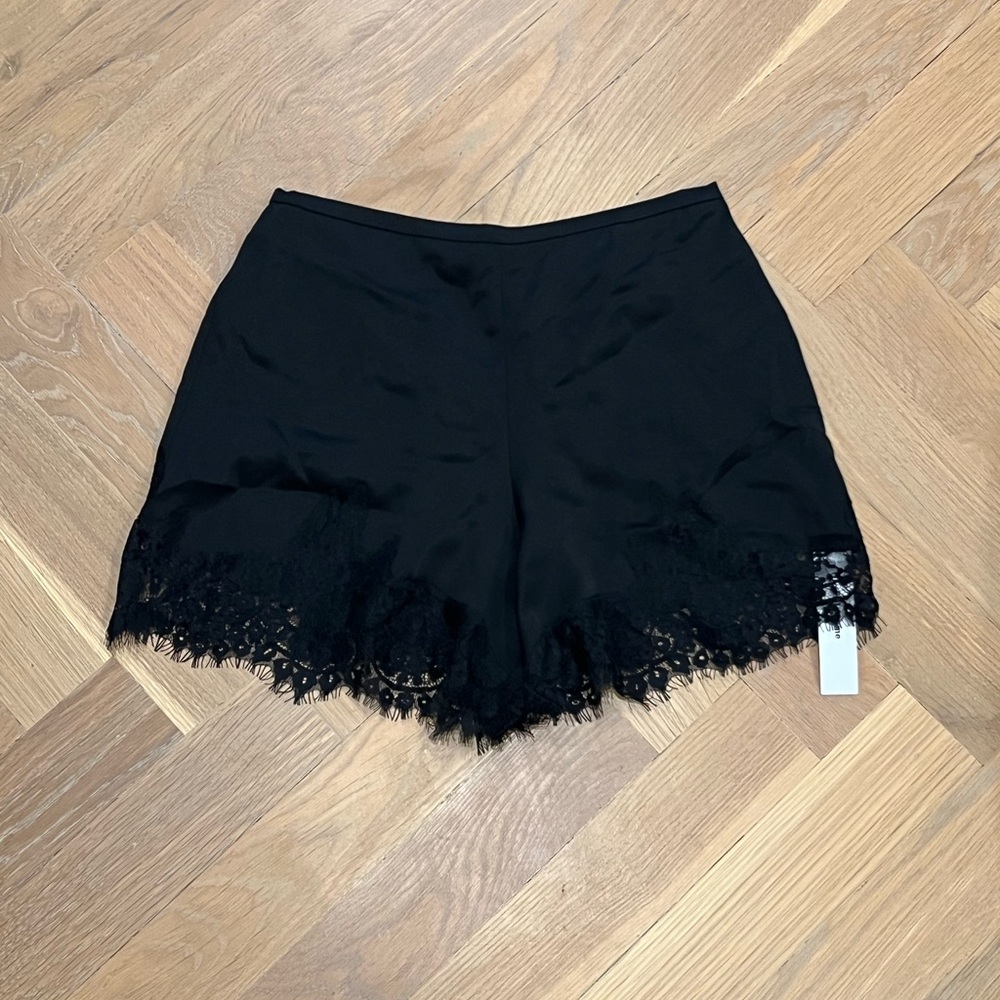Reformation Fern Black Satin Lace-Trim Shorts Size S - Picture 4 of 6